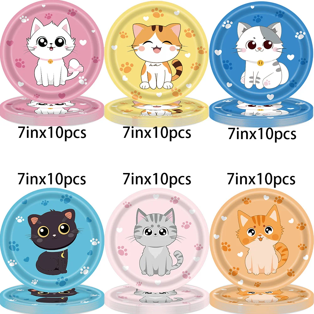 Cartoon Katze Einweg Party Platten Nettes Kätzchen Geburtstag Themed Gerichte Geburtstag Party Dekoration Party Liefert Baby Dusche – Detail 8