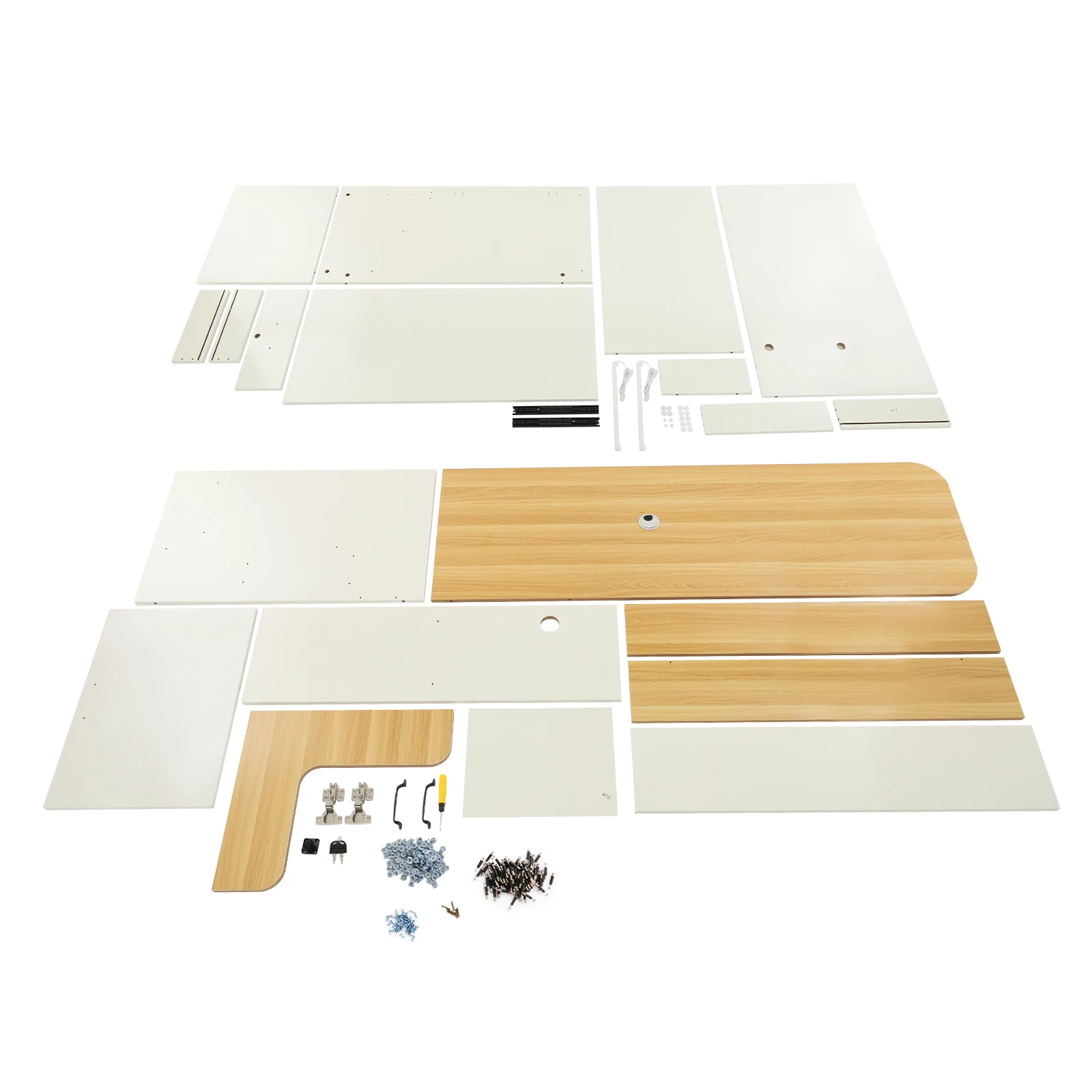 Modern Reception Desk with Lockable Drawer Floorstanding with 2 Lights