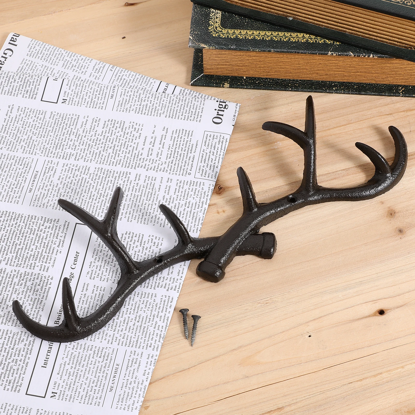 

Cast Iron Hook Antler Mount Decorative Hanger Home Material Easy Install Bedroom Living Room Game Room Storage