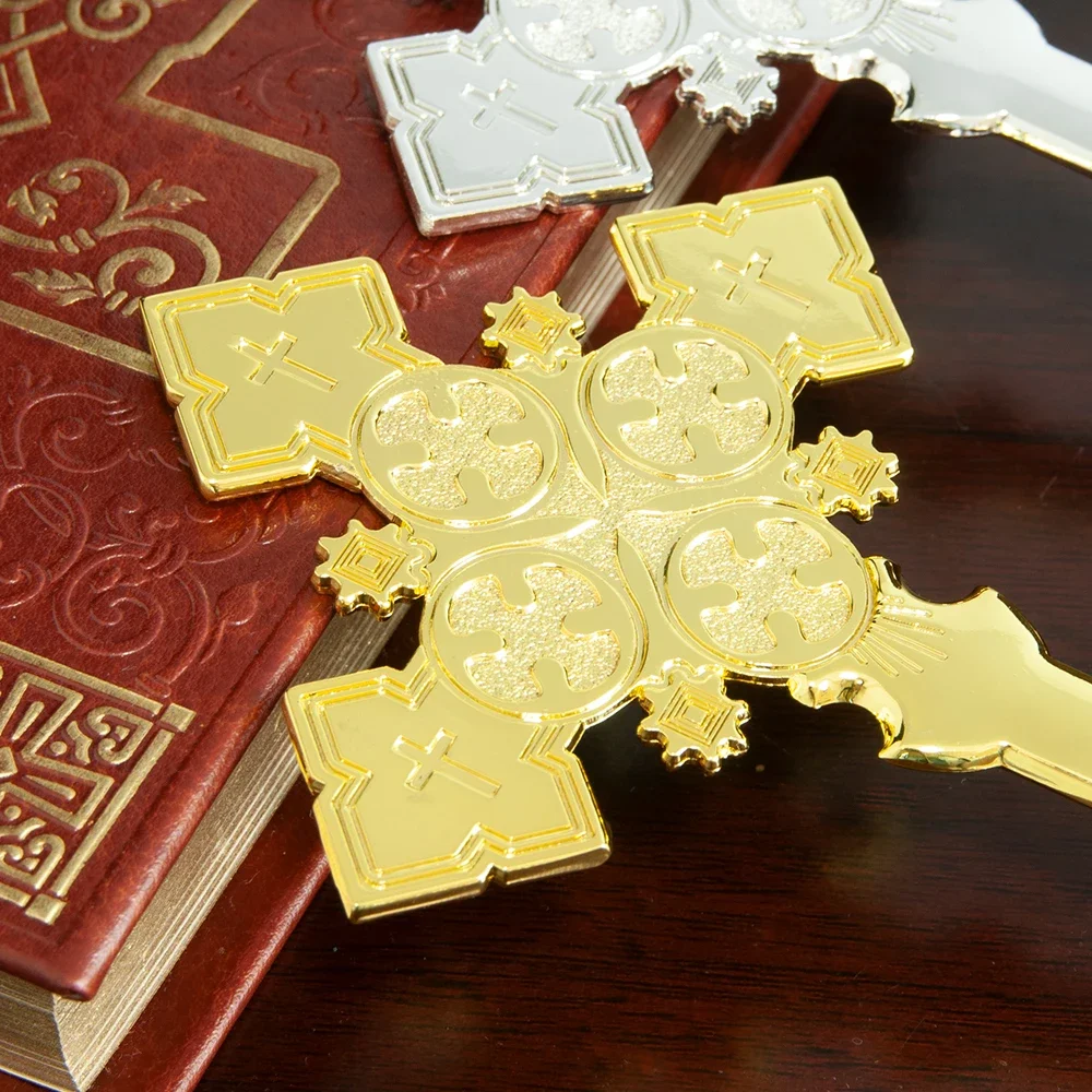 HTISOK Orthodoxes Kreuz Christus-Statue Religiöses Gebetskreuz Vergoldet Kirchen- und Heimdekoration Schmuckgeschenke – Detail 5