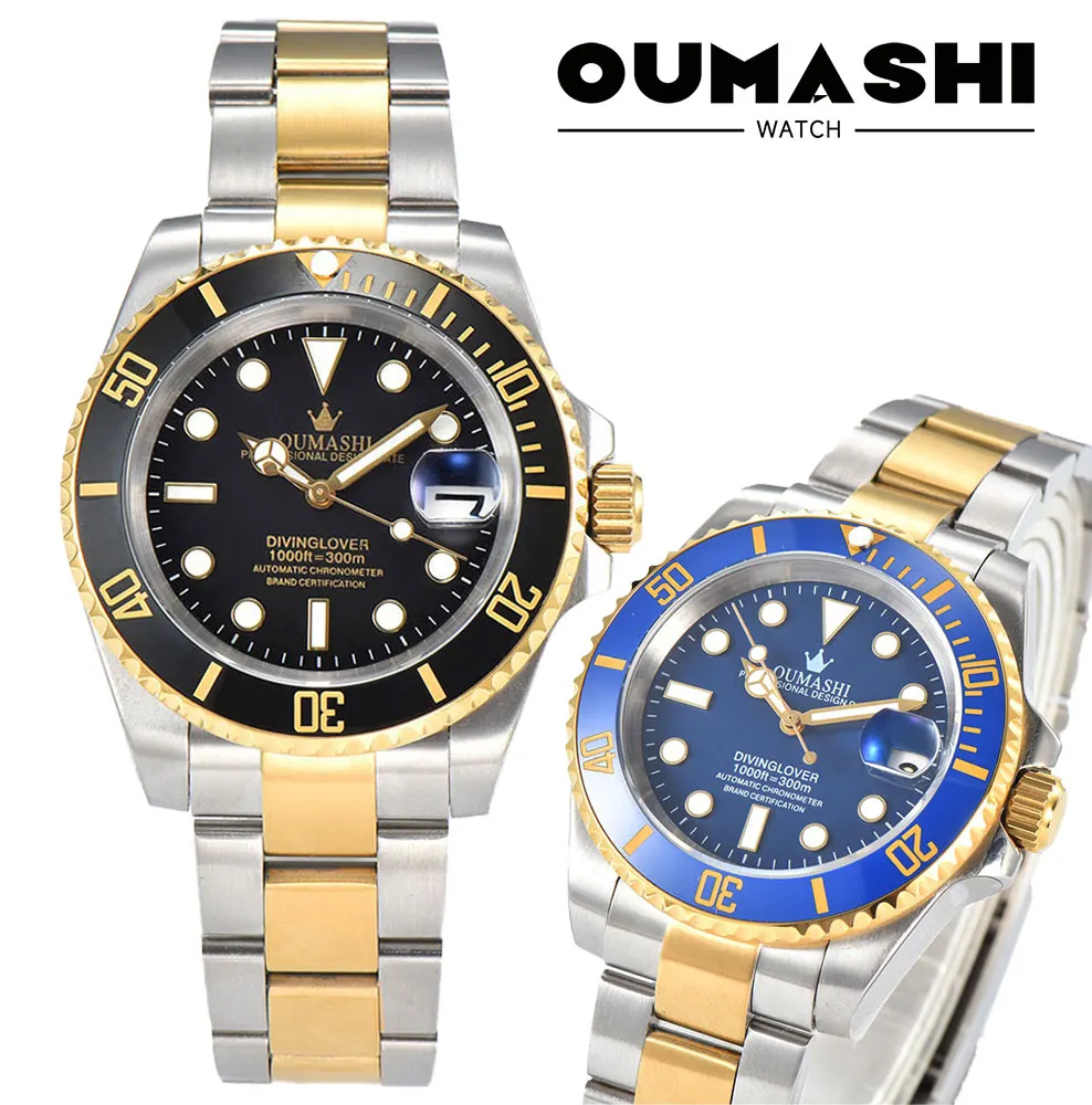 

Роскошные часы 40 мм, механизм NH35, ремешок из нержавеющей стали, часы NH35, мужские часы с сапфировым стеклом для дайвинга