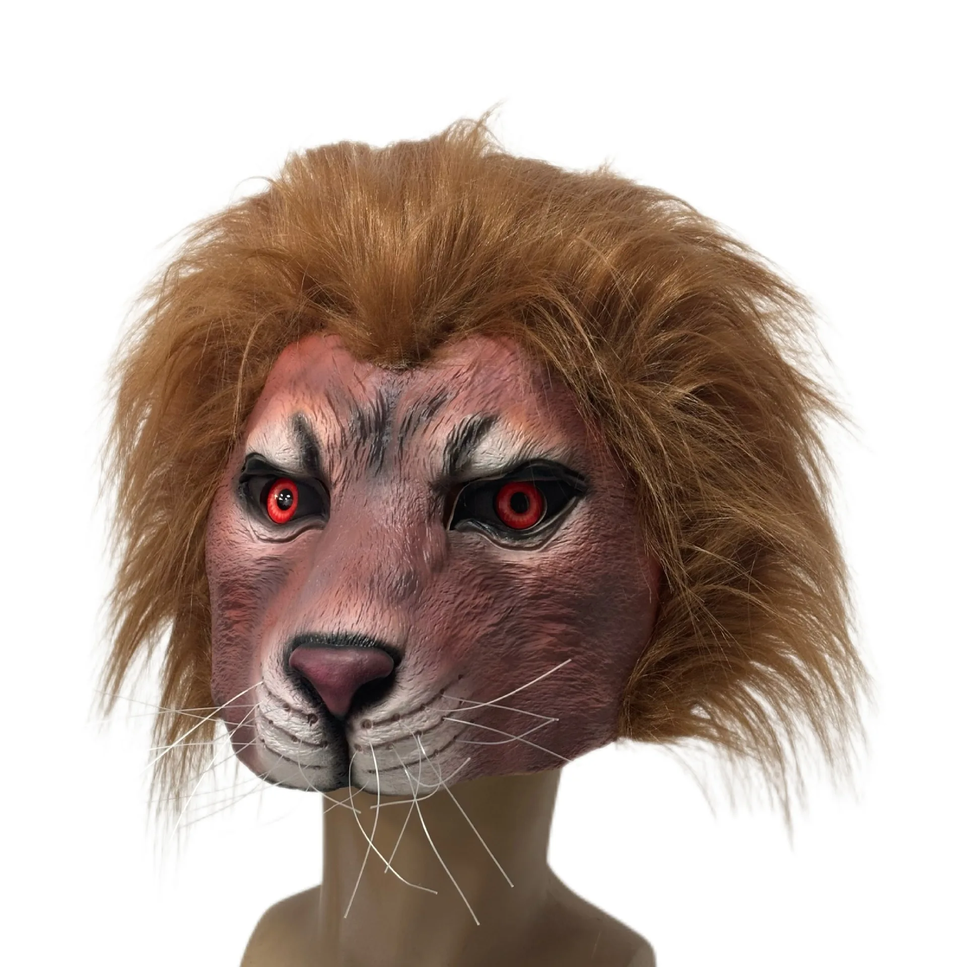 Realistische Löwen-Latex-Vollgesichtsmaske mit Kunstfellmähne Tierkopfmaske Halloween Cosplay Maskerade Karneval Party Kostüm Requisite – Detail 5