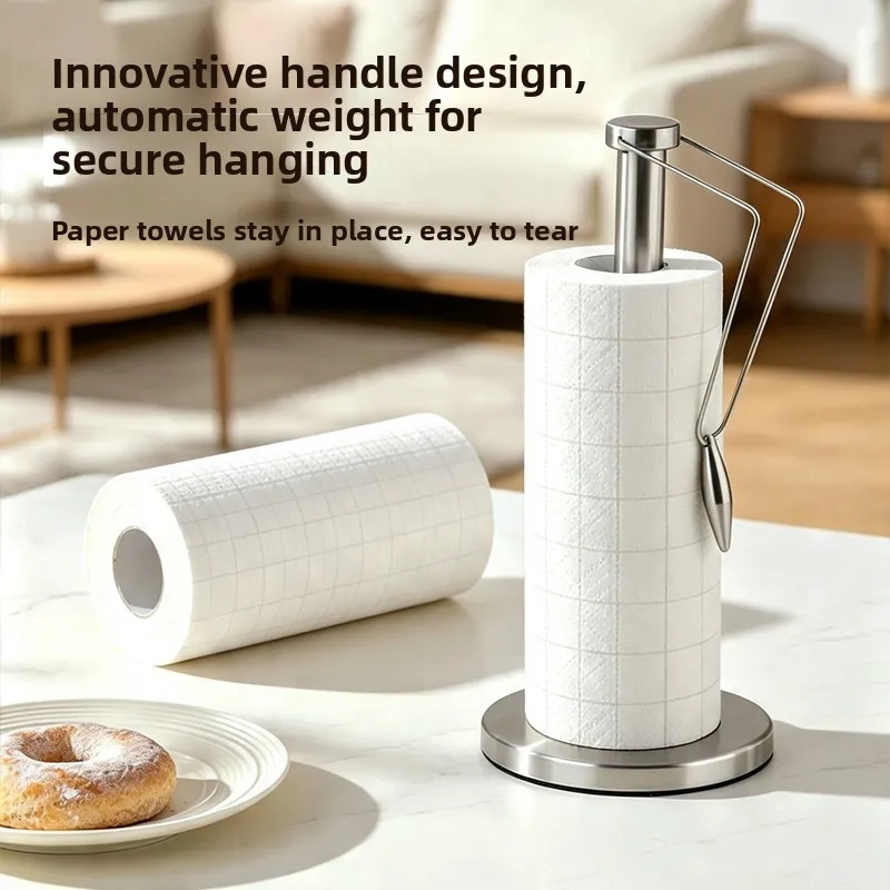 Japanese Style Stainless Steel Kitchen Tissue Holder Countertop Paper Roll Stand Home Use Draw Paper Box Vertical Storage Rac...