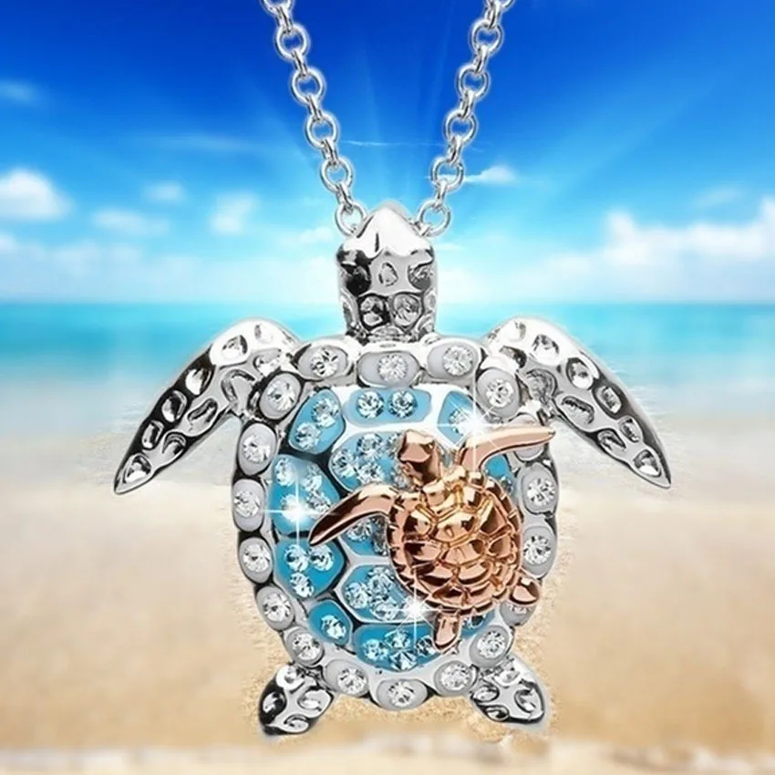 Fashion Vintage Animal Pedant Necklace For Women Retro Ethnic Beach Turtle Zircon Women’s Necklace Jewelry Gifts Daily Wearing