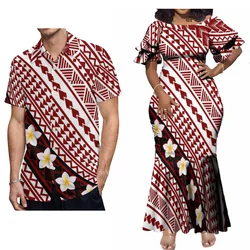New Arrival Long Floor-Length Fishtail Skirt Samoa Mermaid Dress Plus Size 7xl And Men'S Shirt Pacific Island Couple Set