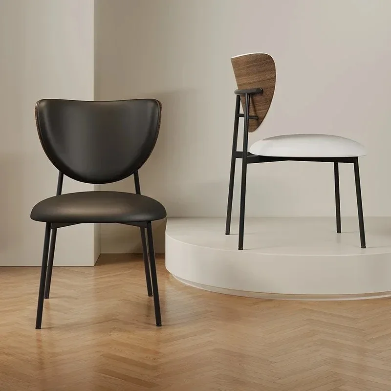 

Italian simple soft bag backrest leather dining chair seat home