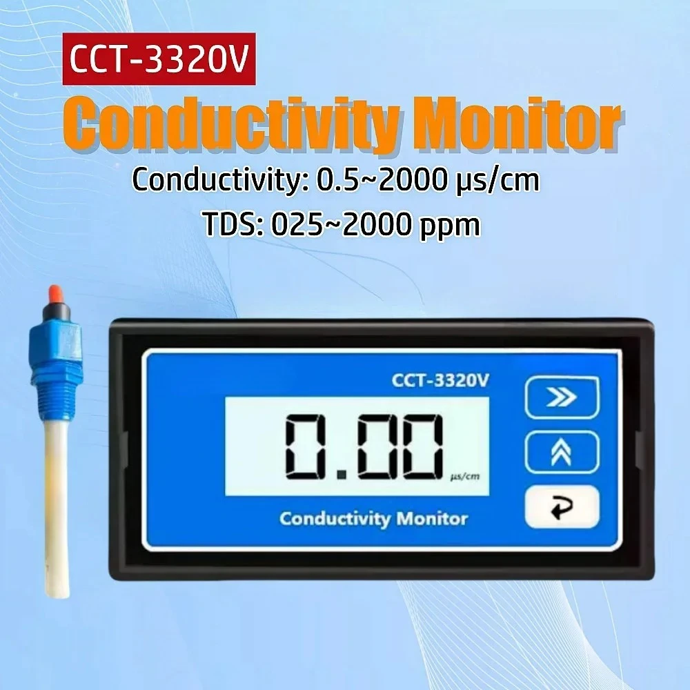 CCT-3320V Conductivity Meter 0.5~2000μS/cm TDS Water Quality Detector 0.25~2000ppm with Electrode Probe to Replace CM230