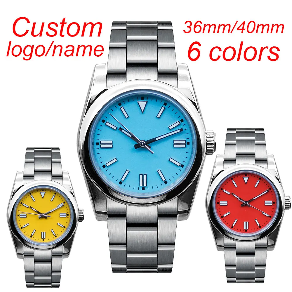 Reloj mecánico automático para hombre, pulsera de cristal de zafiro, luminoso, impermeable, esfera estéril, NH35, 36mm/40mm