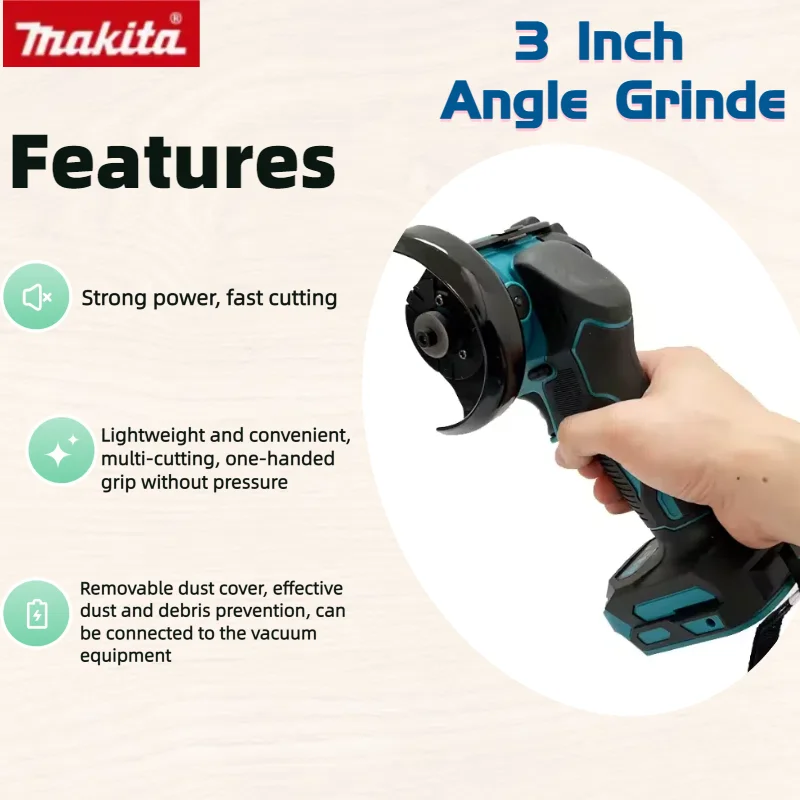 Makita 3 Polegada mini moedor de ângulo sem fio máquina serra circular sem escova elétrica moagem polimento corte ferramenta elétrica