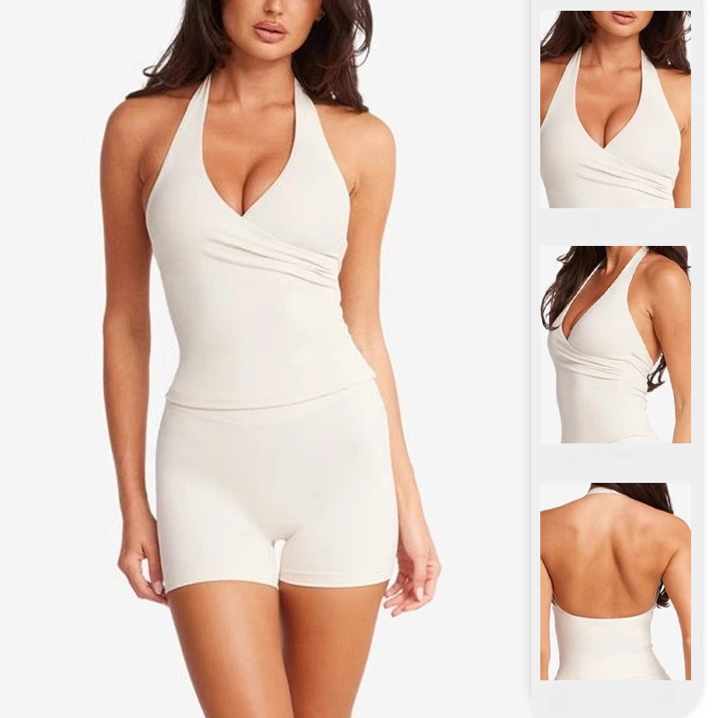 V-neck Cross Neck Vest, Chest Pad, Yoga Clothes Top, Women's Quick-drying Sports and Fitness Clothes Top Sport Bra  Tank Top