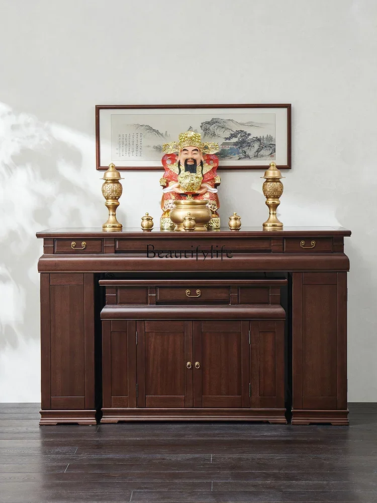 

LJY12Solid wood household God of Wealth incense Zhongtang incense casket offering table Buddhist casket offering table simple