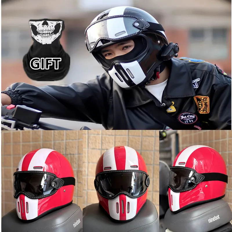 Japanese Pointed Mouth Small Helmet Personalized Helmet Retro Motorcycle Full Cover Fiberglass Four Seasons Round Full Helmet