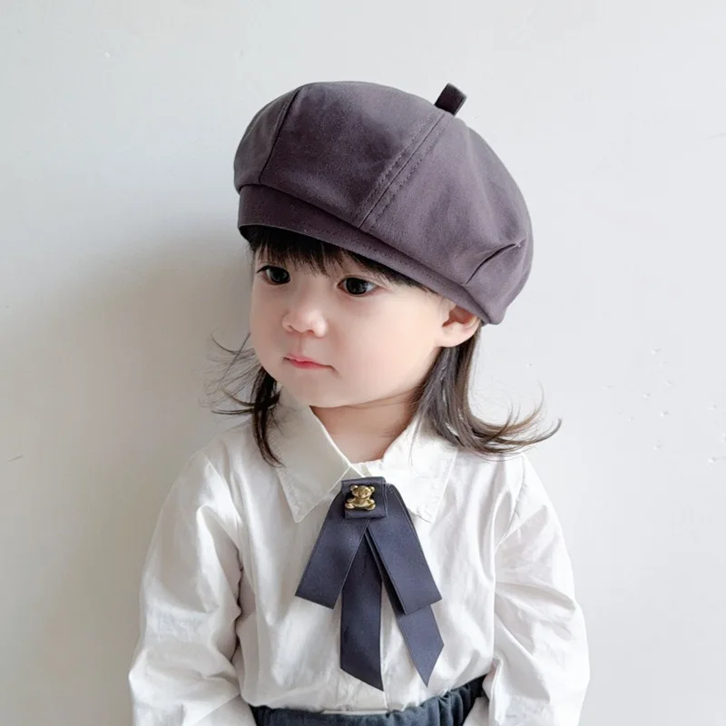 Solid Color Baby Beret Hat Cute Beanie Cap for Toddler Boy Girl Spring Summer Cotton Kids Artist Painter Caps