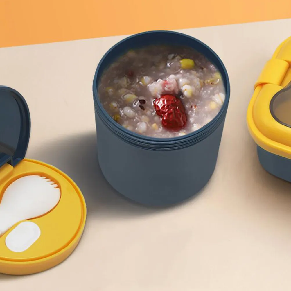 1Set Portable Soup Cup Heat Preservation PP Breakfast Cereal Cup Blue Leakproof Lid Multifunctional Thermal Food Container