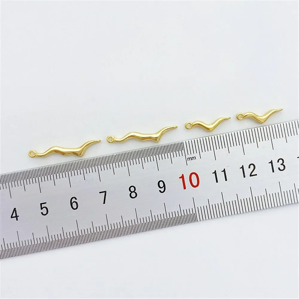14K Gold Wrapped Smooth Irregular Branch Double Hanging Connection DIY Handmade Bracelet Necklace Earring Material Accessories