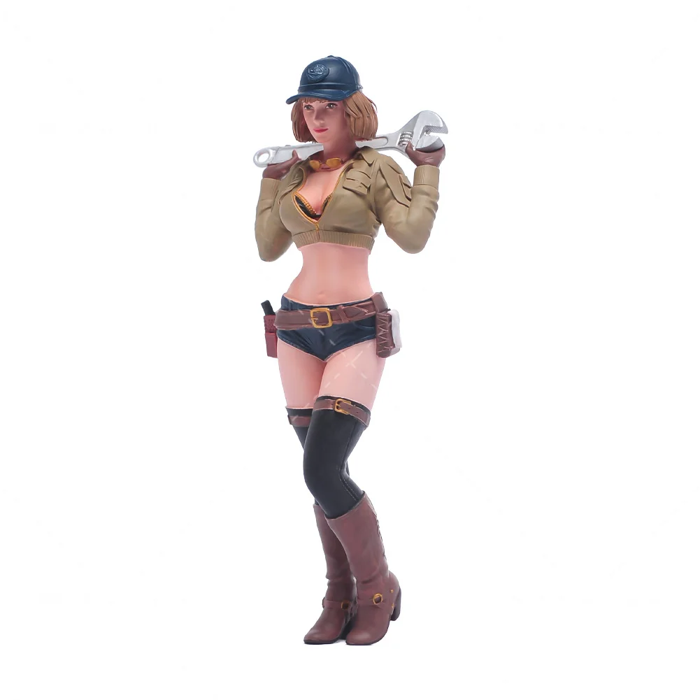 Miniaturen Figuren 1/24 1/18 Sexy Taille Baring Racing Monteur Schoonheid Prachtige Facial Geschilderd Model Creatieve Scène Poppen Speelgoed