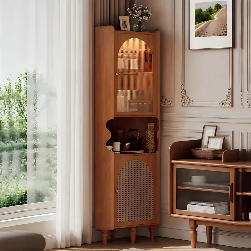 

Французский ретро треугольный настенный светильник из цельного дерева, встроенный обеденный боковой шкаф, роскошный уголок для гостиной в среднем и древнем стиле