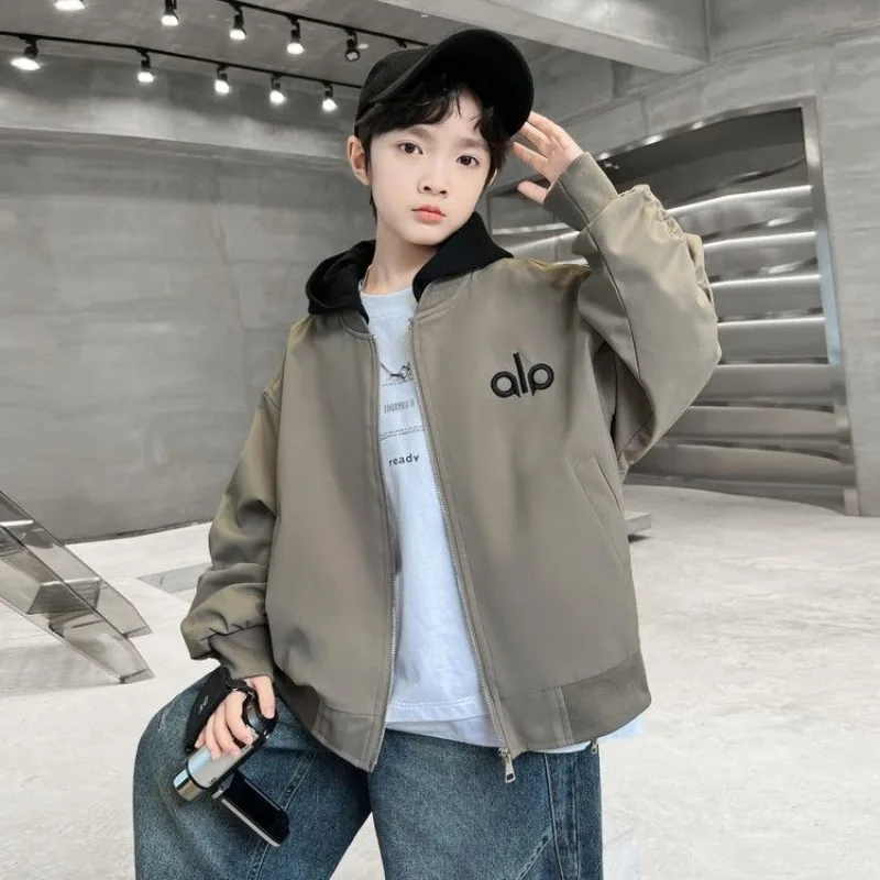 2025 New Boys' Jacket Spring Autumn Casual Stylish Outfit for Medium to Large Kids Trendy Autumn Wear