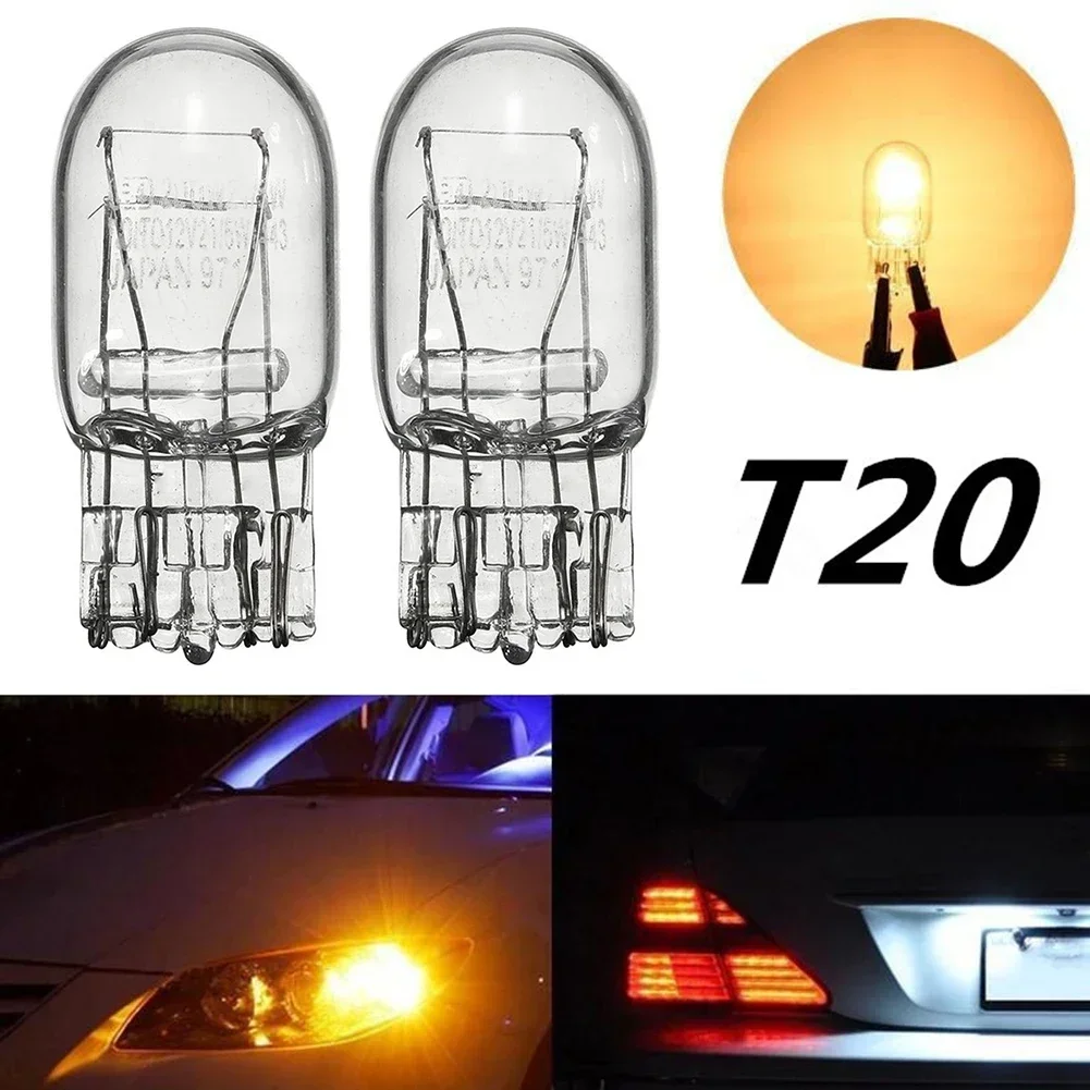 2 pièces T20 7443 W21 5W arrêt de frein ampoules arrière verre clair clignotant frein arrêt feux arrière ampoule feux de jour