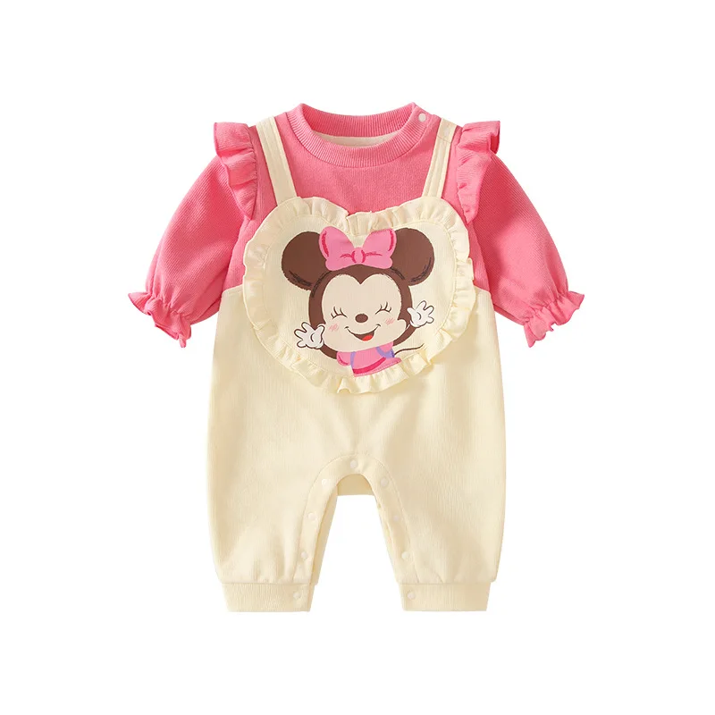 

MINISO Minnie Spring Autumn Baby Girl Onesie Newborn Clothes Cotton Infant Romper Cute Cartoon Long Sleeve 0-1 Years Bodysuits
