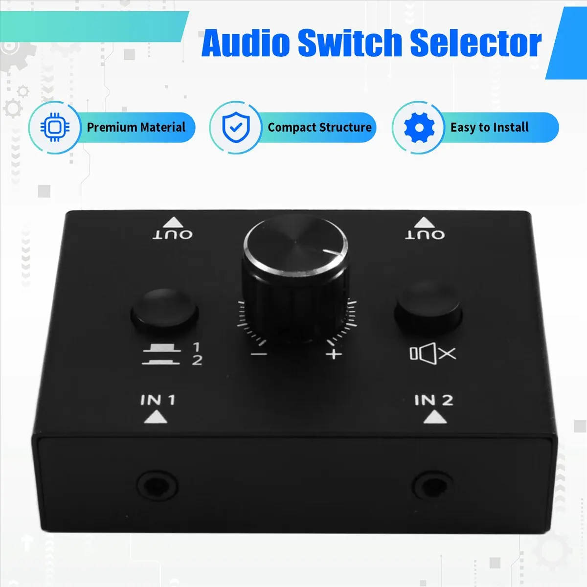 Promotion Audio Switch with 3.5 mm Jack Audio Switch 2 Inputs 1 Output Analogue Stereo Aux Switch Audio Splitter