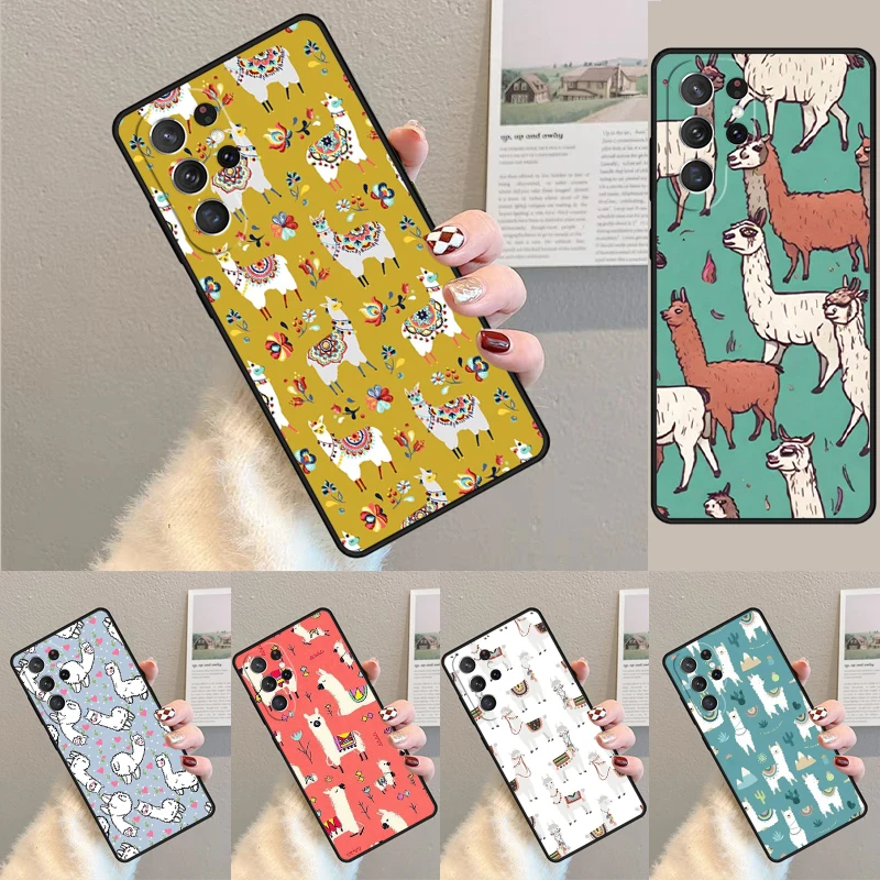 Cover For Samsung Galaxy S24 Ultra S21 S22 S8 S9 S10E Note 10 20 Plus FE S23 Lama Llama Alpacas Phone case Coque