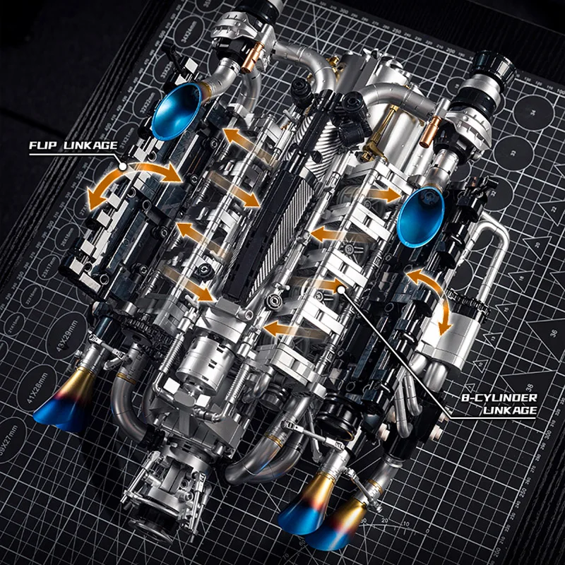 كتلة بناء محرك Batmobile V8 الكهربائية، نموذج تجميع عالي الصعوبة لمحاكاة كبيرة الحجم #3