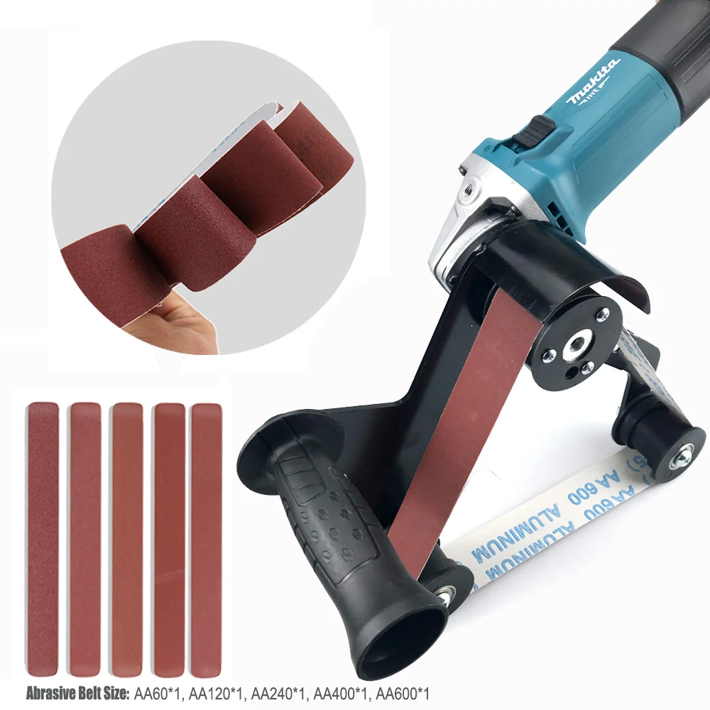M10/14 Angle Grinder Sanding Belt with 5 Pcs Sanding BeltMachine Adapter Sanding Machine Grinding Polishing Machine Accessories