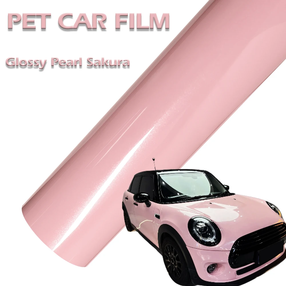 

PET Glossy Pearl Sakura Car Vinyl Wrapping Film Self-Adhesive Scratch Resistant Decal Vehicle Decoration Sticker Air Bubble Free