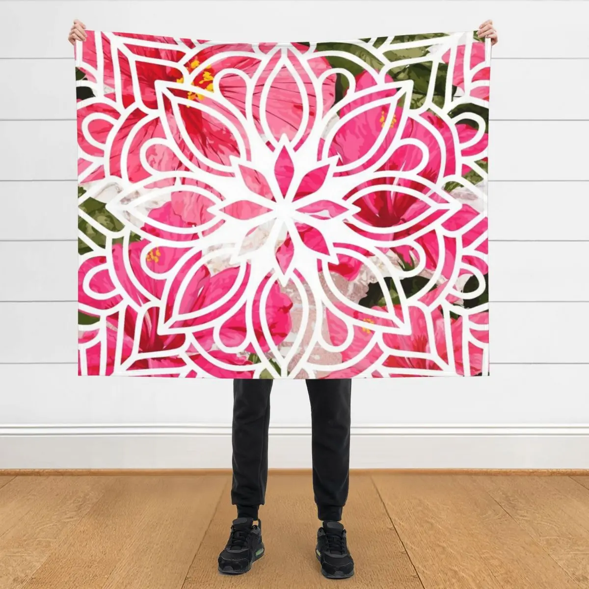 

Vibrant Pink Tropics Throw Blanket Sofas Bed Giant Sofa Flannel Fabric Blankets