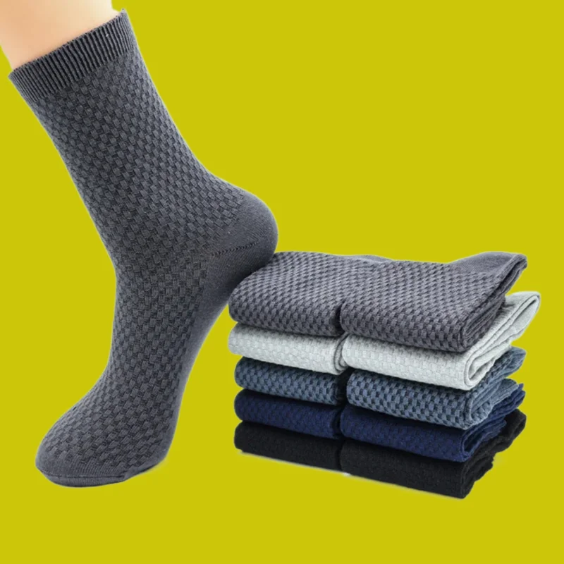 5/10 Pairs Hohe Qualität männer Bambus Faser Socken Harajuku Retro Atmungsaktive Business Mann Socken Schwarz Lange Socke Deodorant geschenk Set