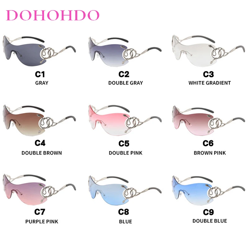 

Luxury Designer Y2K Sunglasses For Women Men Vintage Luxury One-Piece Rimless Punk Shades Female Travel Windproof Goggles UV400