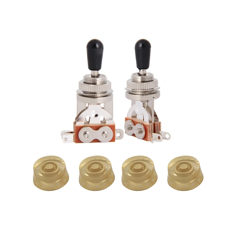 5Pcs Accessories: 4 Pcs Electric Guitar Control Speed Knobs & 1 Pcs Electric Guitar Toggle Switch 3 Way Pickup Selector