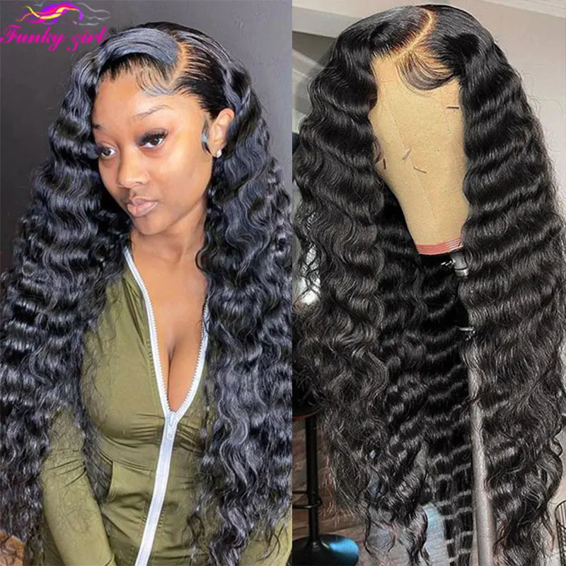 Peruca Dianteira Do Laço Brasileiro Loose Deep Wave Perucas de Cabelo Humano Para As Mulheres 34 inch Ondulado Cabelo Remy Lace Closur Perucas Pré Arrastadas Hairline