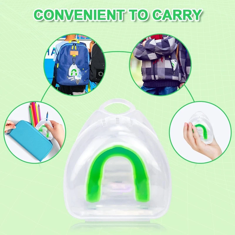 واقي فم الشباب للأطفال ، واقي فم كرة القدم ، إيفا ، قطعة فم من مادة آمنة على الغذاء مع حقيبة محمولة ، متين ، سهل الاستخدام ، 5 عبوات