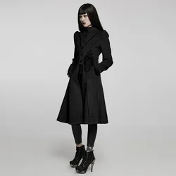 PUNKRAVE Women's Coat Goth Gorgeous Faux Wool Coat Exquisite Detachable Collar Winter Warm Long Jacket