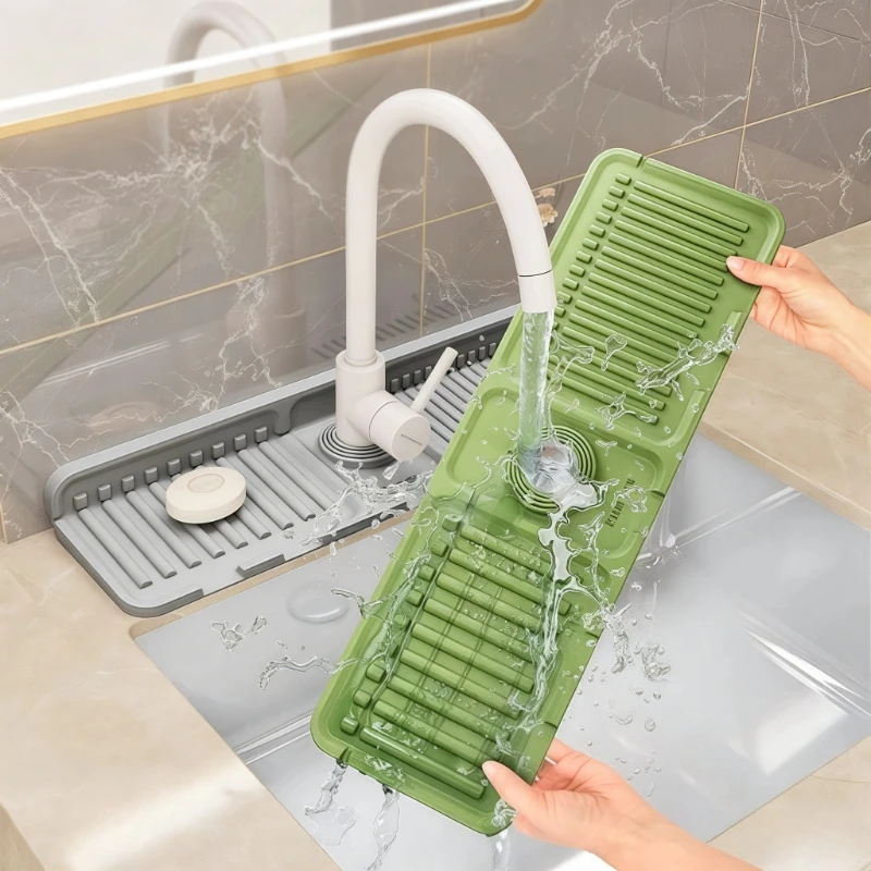 1~4PCS Kitchen Silicone Faucet Mat Faucet Water Catcher Mat Sink Splash Pad Countertop Protector Bathroom