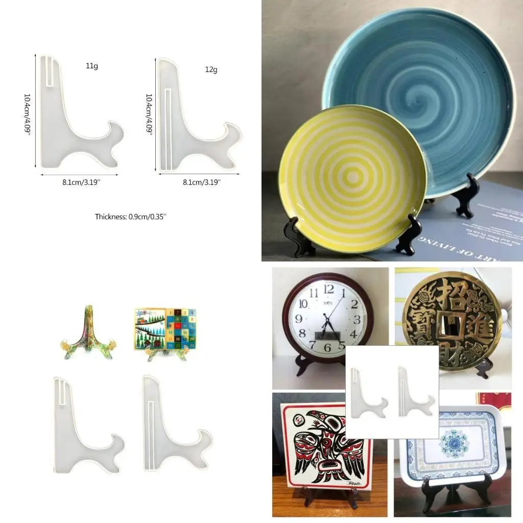 

J78F Small Desktop Display Bracket Epoxy Resin Mold Dinner Plate Storage Holder Tray Rack Silicone Mould DIY Crafts Mold