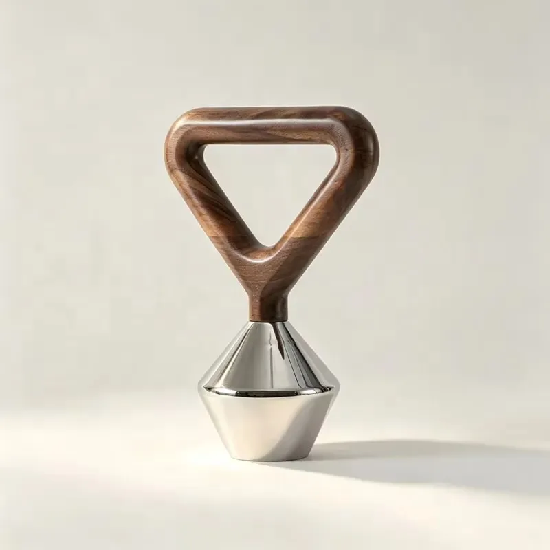 Triangular Wooden Handle Dumbbells Polished Stainless Steel Walnut Unique Home Decor Various Sizes Weight Training Equipment