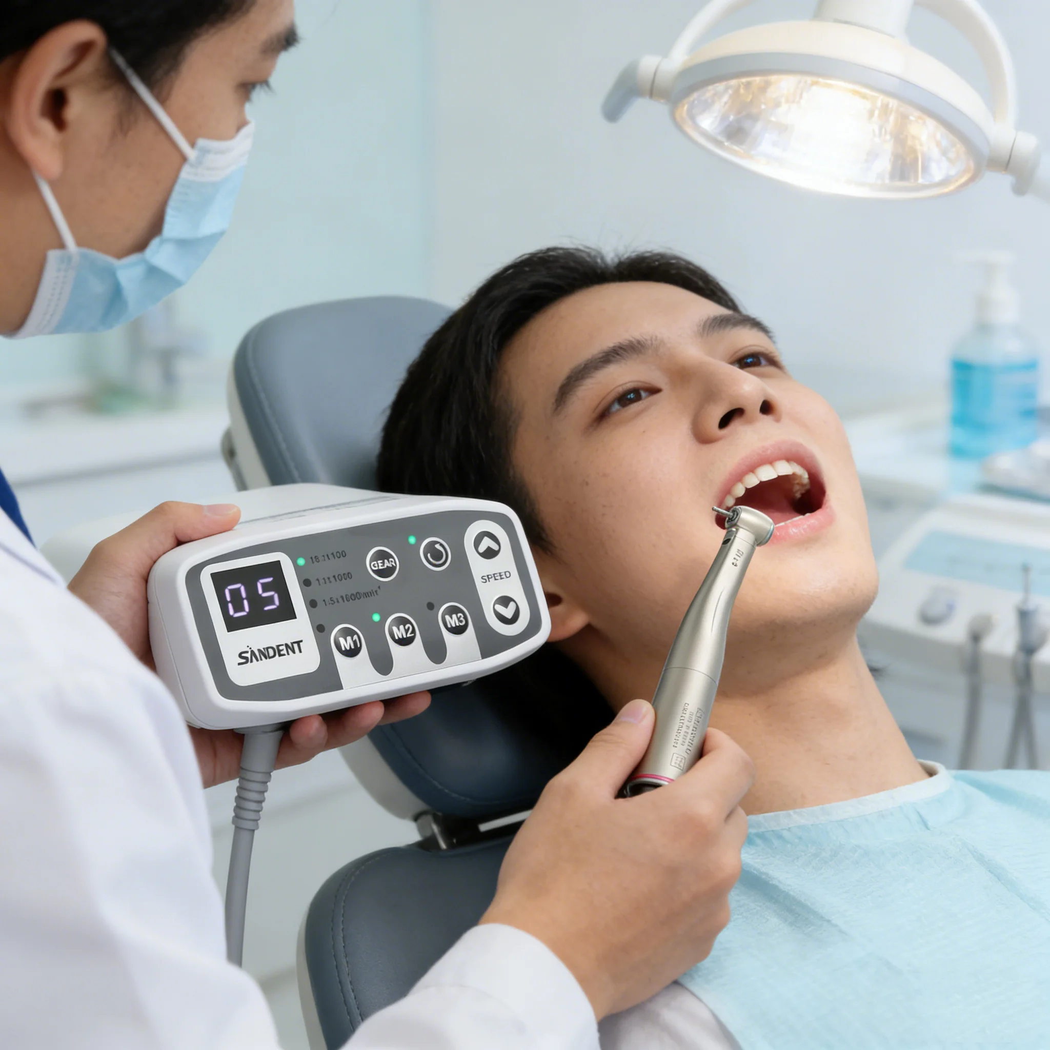 

Dental Electronic LED Brushless Electric Micro Motor/1:5 Increasing Contra Angle Standard/Mini Head Handpiece