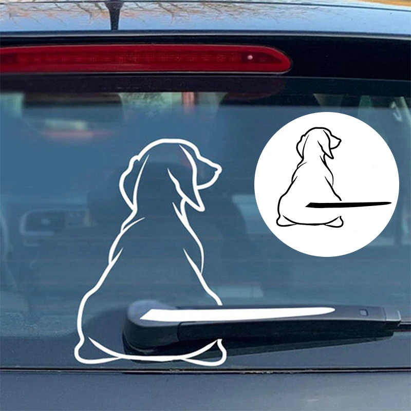 Puppy Dog Car Rear Windshield Wiper Decor Decals , Animal Dog Vinyl Art Sticker For Truck Car Bumper Funny Decoration