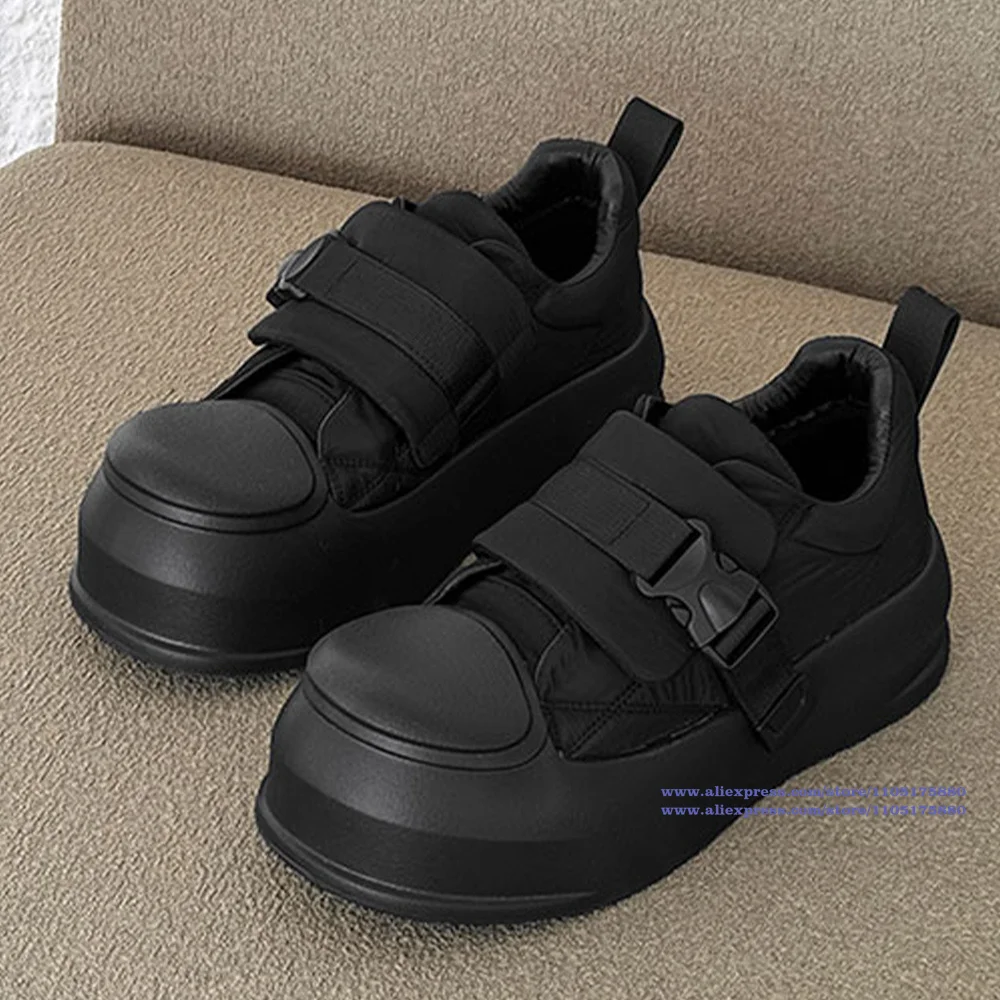 Thick Soled Snow Boots Winter Added Velvet Anti-Cold Boots for Men Round Toe Black Leather Casual Shoes Trendy Men's Shoes