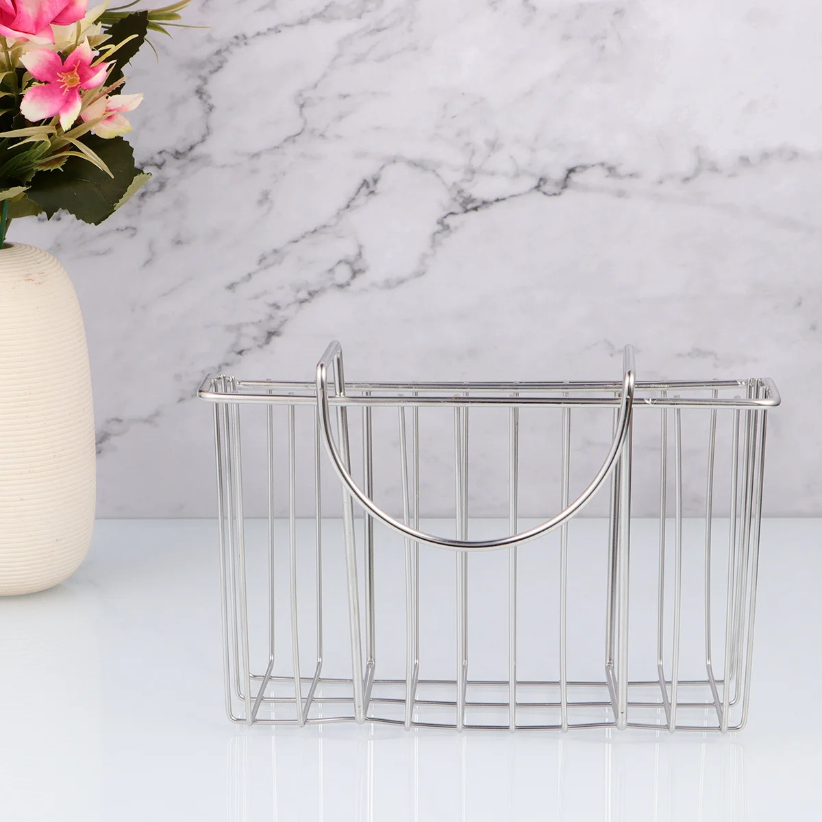 

Stainless Steel Sink Hanging Basket Kitchen Organizer Drain Rack for Sponge Brush Towel Storage Kitchen Storage Organizer