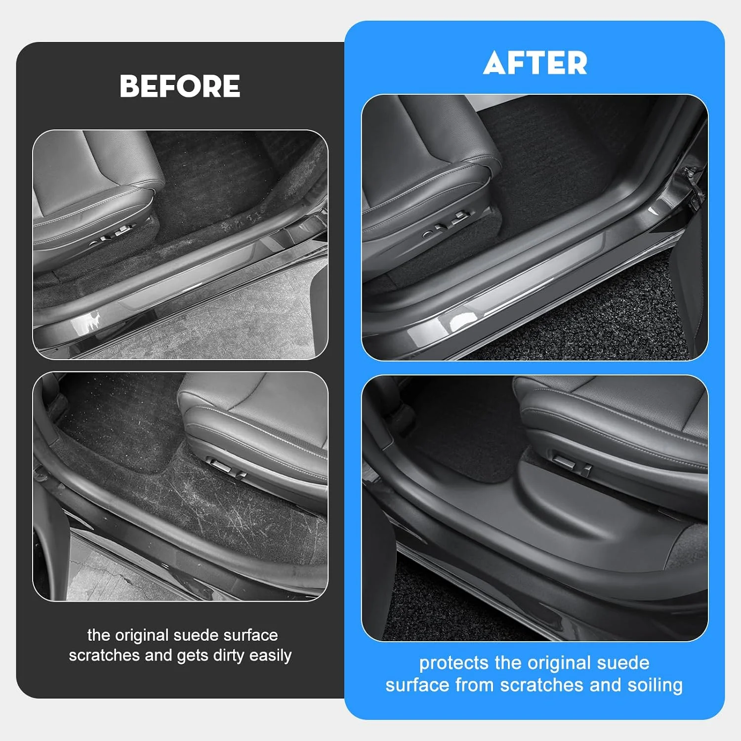 8PCS Door Sill Protector For Tesla Model YL 2026 Front and Rear Door Sill Scuff Plate Guard Stay Clean Original Size TPE LHD