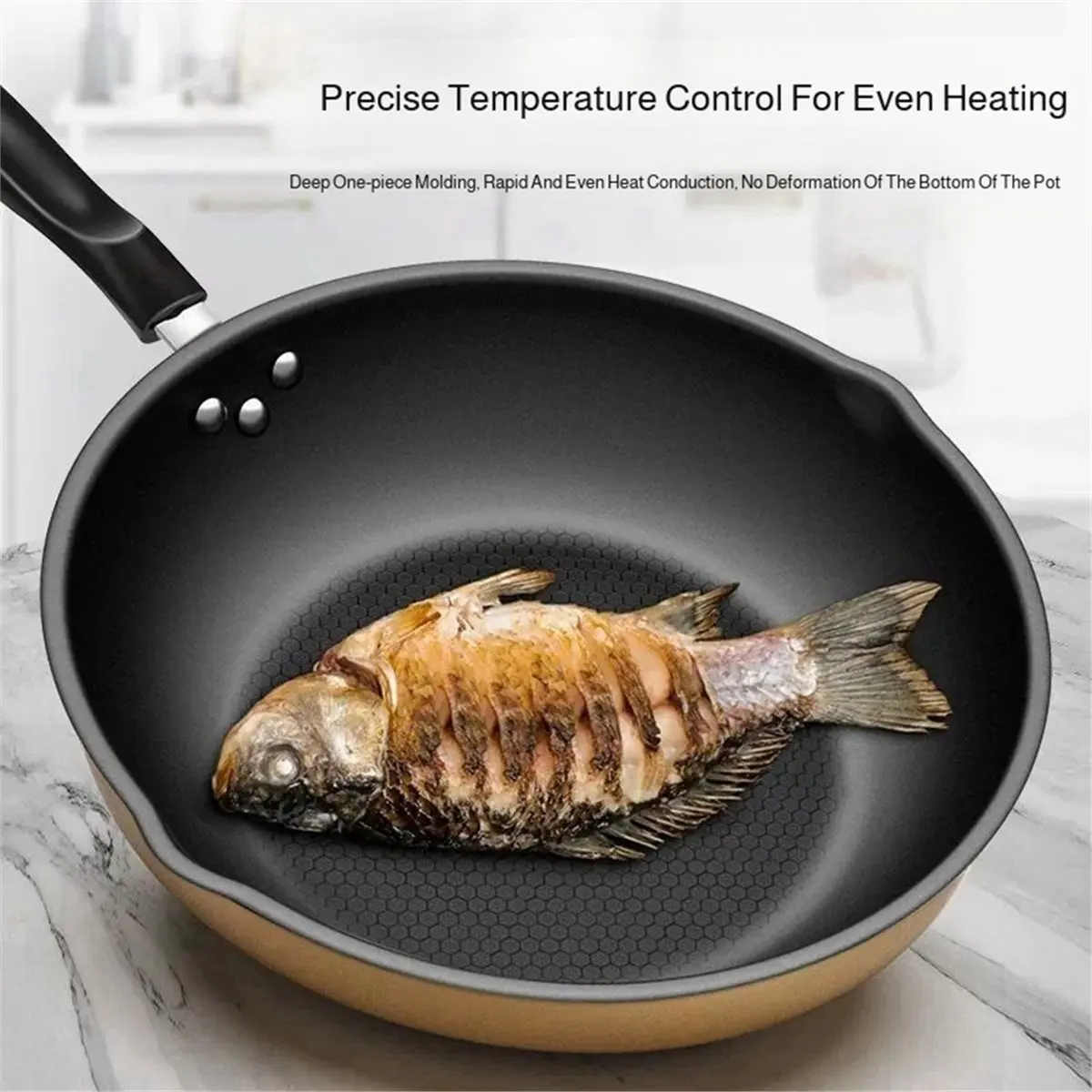 [Non-Stick Frying Pan]Honeycomb Pattern Nonstick Wok - Multi-Functional Fry Pan for All Stoves,Scratch- Coating