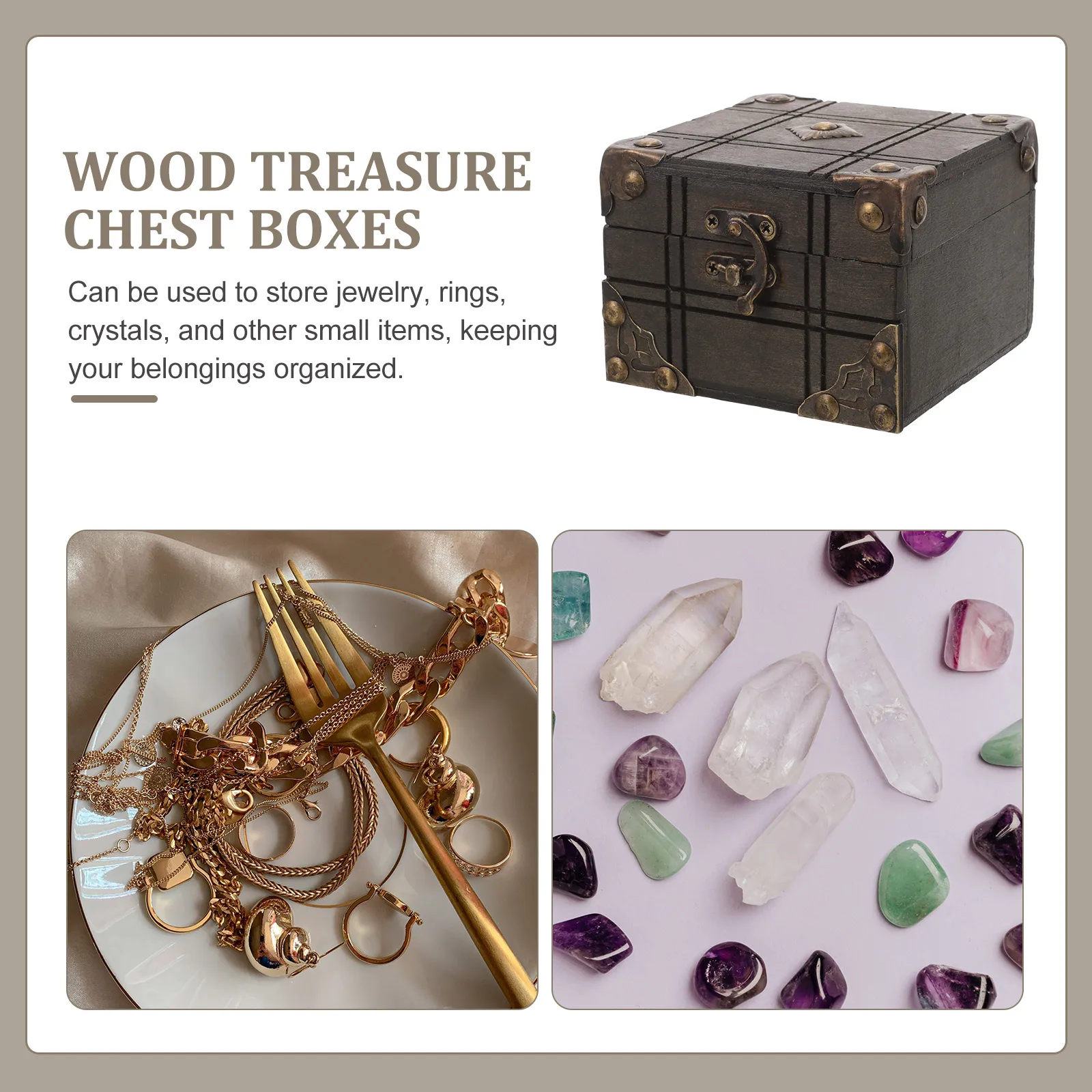 

Vintage European Wooden Jewelry Box Retro Storage Container for Rings Crystals Small Items Home Bedroom Shop Living Room ganizer