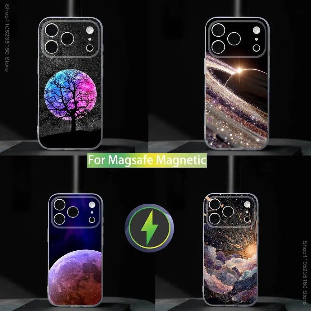 

Moon Galaxy Universe Cool For iPhone 11,12,13,14,15,16,17,Pro,Max,Plus,Mini,SE4,E Phone Case Magnetic For Magsafe Wireless