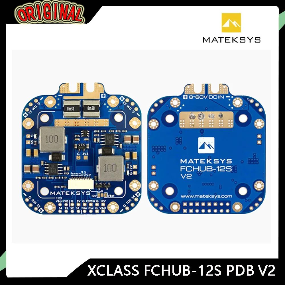 

MATEKSYS XCLASS FCHUB-12S V2 PDB w/ 5V & 12V Output, Current Sensor, 3-12S Lipo for RC FPV Drone Quadcopter Multicopter