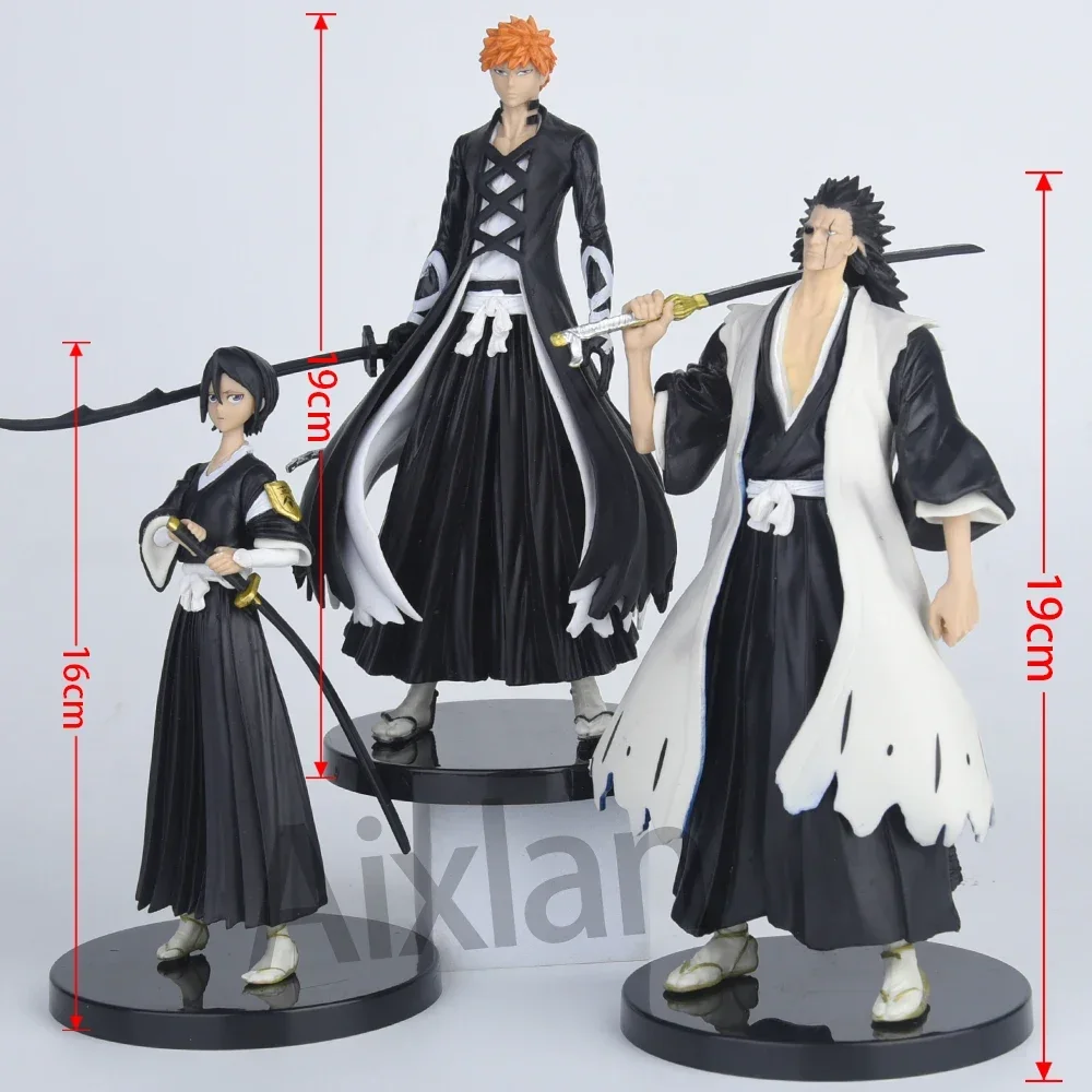 Aixlan 3pcs BLEACH Anime Figure Kurosaki Ichigo PVC Action Figure Kuchiki Rukia Figurine Collectible Model Toys Kid Gift