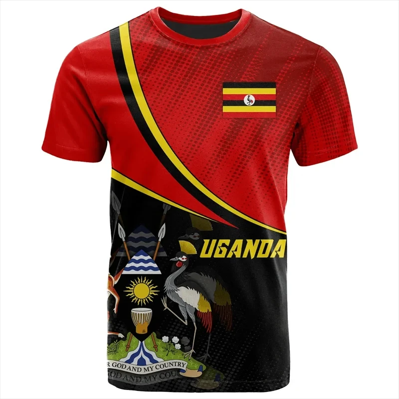 Uganda Flag Map 3D Printed T Shirt For Men Clothes Africa Country T-Shirt National Emblem Tshirt Fashion Sport Jersey Male Tops